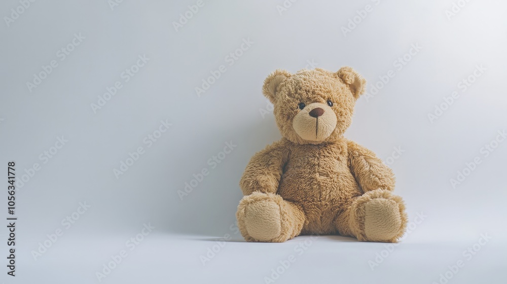 A small, plush brown teddy bear sitting against a white backdrop, its soft fur and friendly expression inviting warmth and joy A small, plush brown teddy bear sitting against a white backdrop, its soft fur and friendly expression inviting warmth and joy