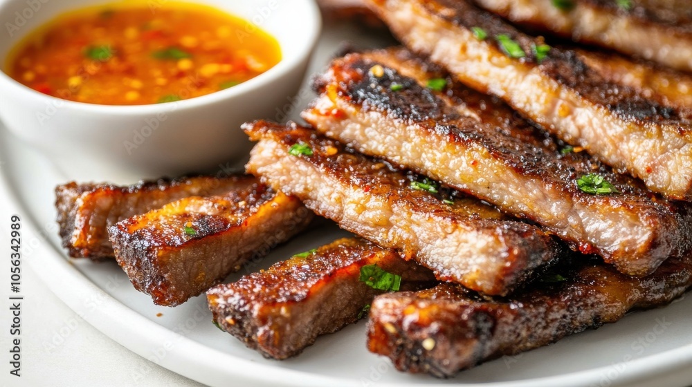 Crispy Fried Pork Strips with Dipping Sauce Crispy Fried Pork Strips with Dipping Sauce