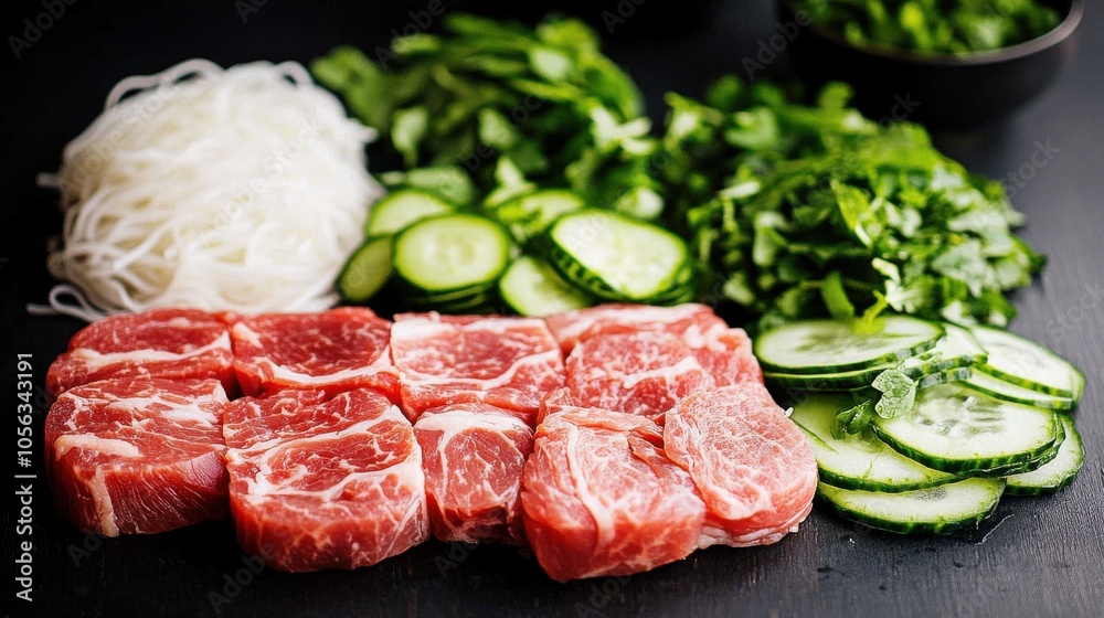 Fresh Grilled Pork and Vegetable Ingredients Fresh Grilled Pork and Vegetable Ingredients