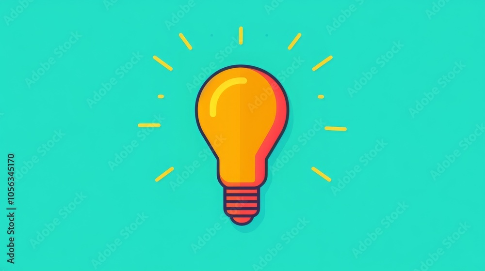 Illustration of a glowing light bulb symbolizing creativity, ideas, and innovation on a vibrant turquoise background, representing inspiration and solutions Illustration of a glowing light bulb symbolizing creativity, ideas, and innovation on a vibrant turquoise background, representing inspiration and solutions