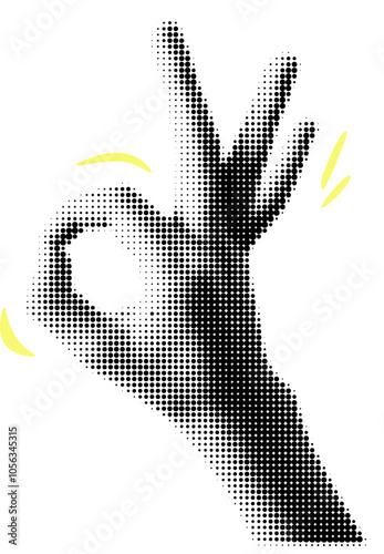 Halftone Ok Hand Sigh