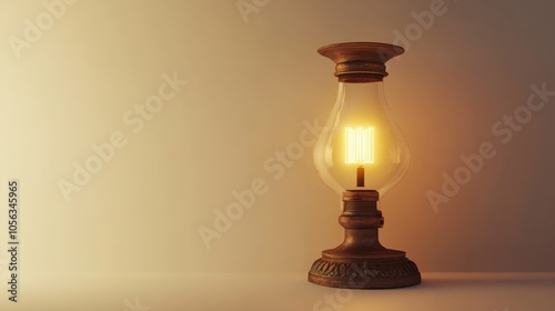 A vintage-style oil lamp with warm hues, displayed on a white backdrop, creating a nostalgic atmosphere in any setting