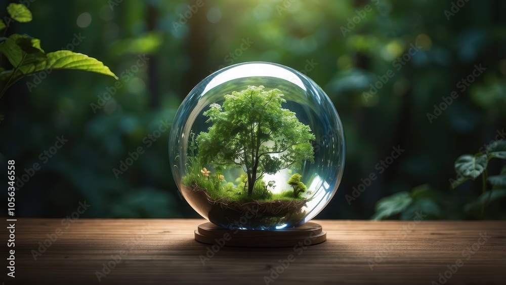 Nature is represented by a sphere with light and space. Nature is represented by a sphere with light and space.