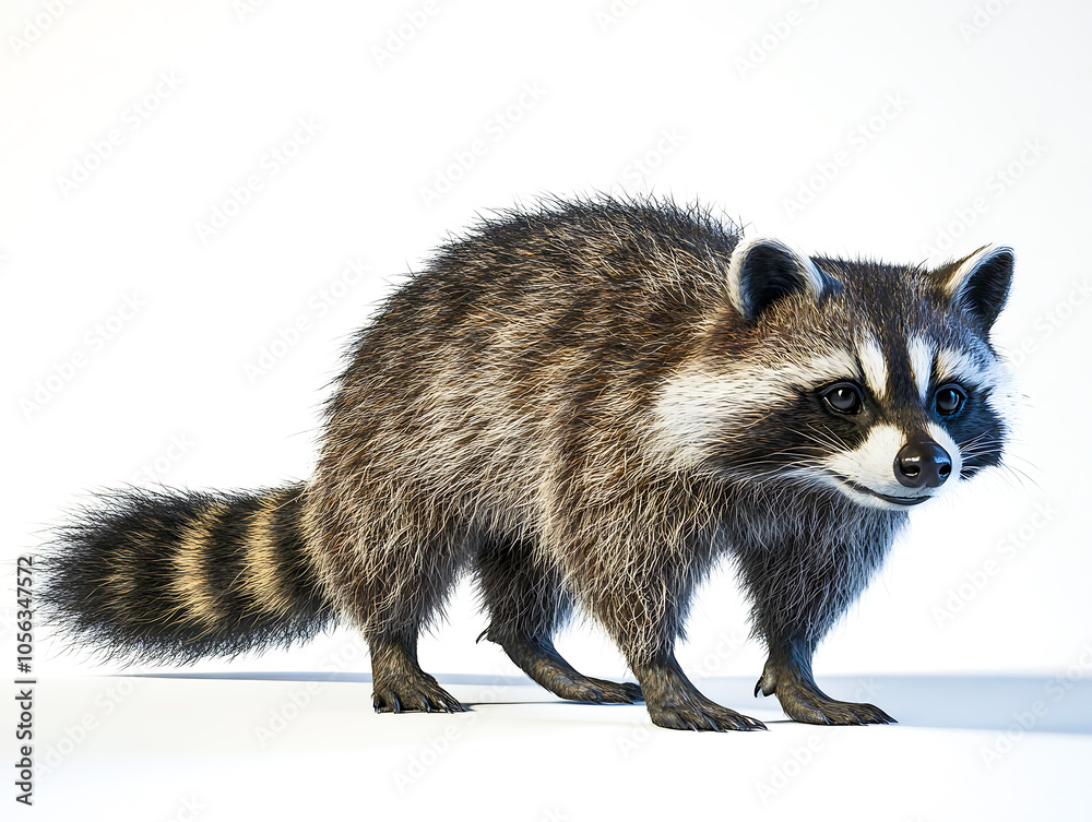 Naklejka premium full-body raccoon, isolated on a white background