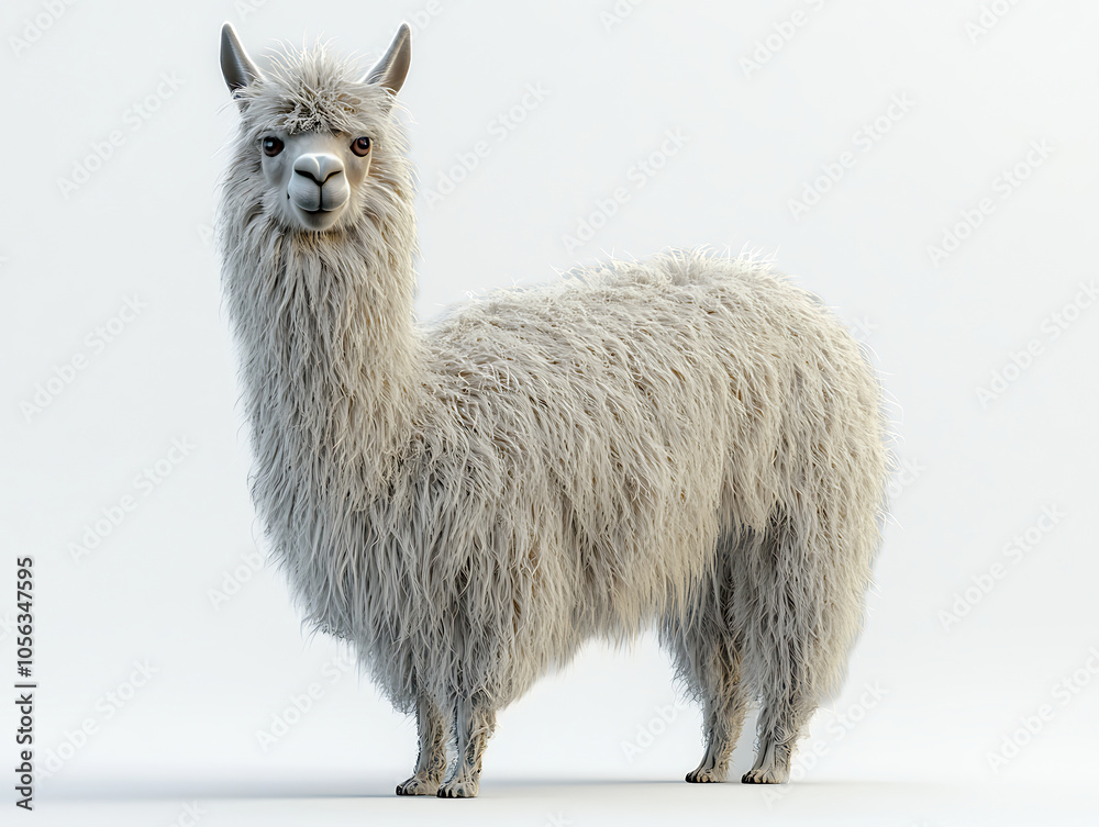 Fototapeta premium full-body llama, isolated on a white background