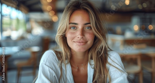 Smiling Businesswoman at Office Desk