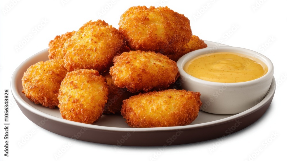 Golden Crunchy Pork Nuggets on Platter Golden Crunchy Pork Nuggets on Platter
