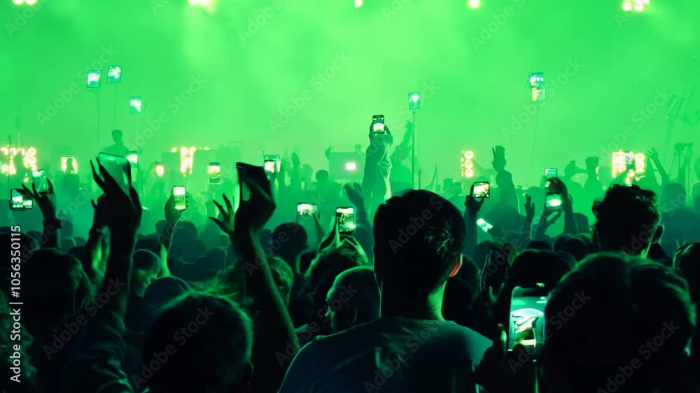 8K view RED hands Shot phones people 4444 SCREEN crowd show huge live Helium Prores Back GREEN concert party rock model event video take air festival front spectator cheerful stadium light celebratio
