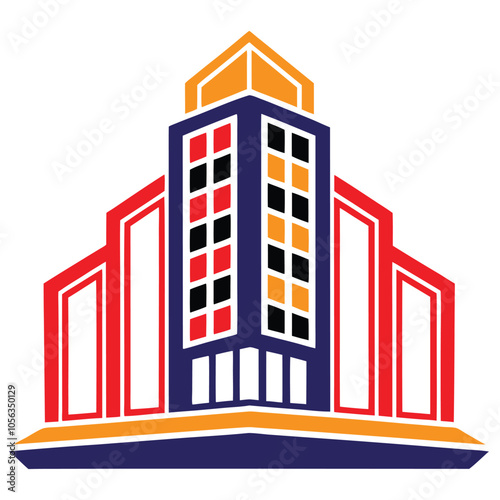 Vector illustration of modern city architecture featuring urban buildings, skyscrapers, and office towers