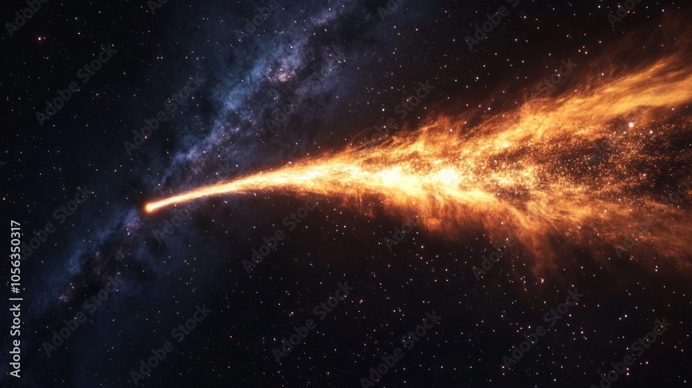 Fototapeta premium comet's tail burning on a star-filled night, creating a spectacular trail of light generative ai