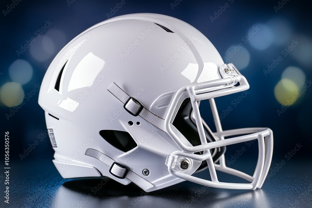 Fototapeta premium American football helmet. Backdrop with selective focus and copy space for text