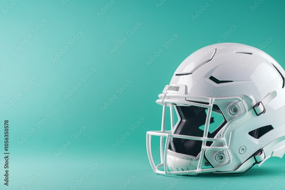 Fototapeta premium American football helmet. Backdrop with selective focus and copy space for text