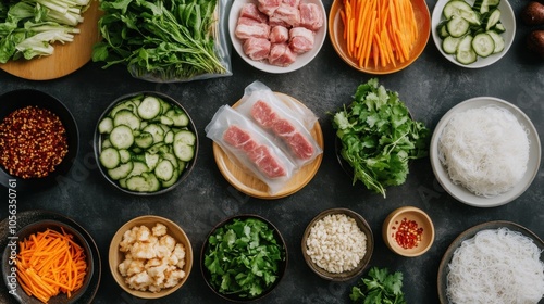 Table Full of Fresh Ingredients for Cooking