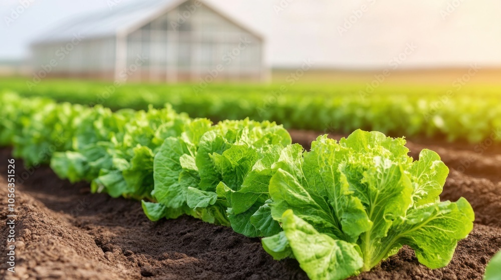 Vibrant Vegetable Garden on a Farm with Fresh Lettuce Vibrant Vegetable Garden on a Farm with Fresh Lettuce