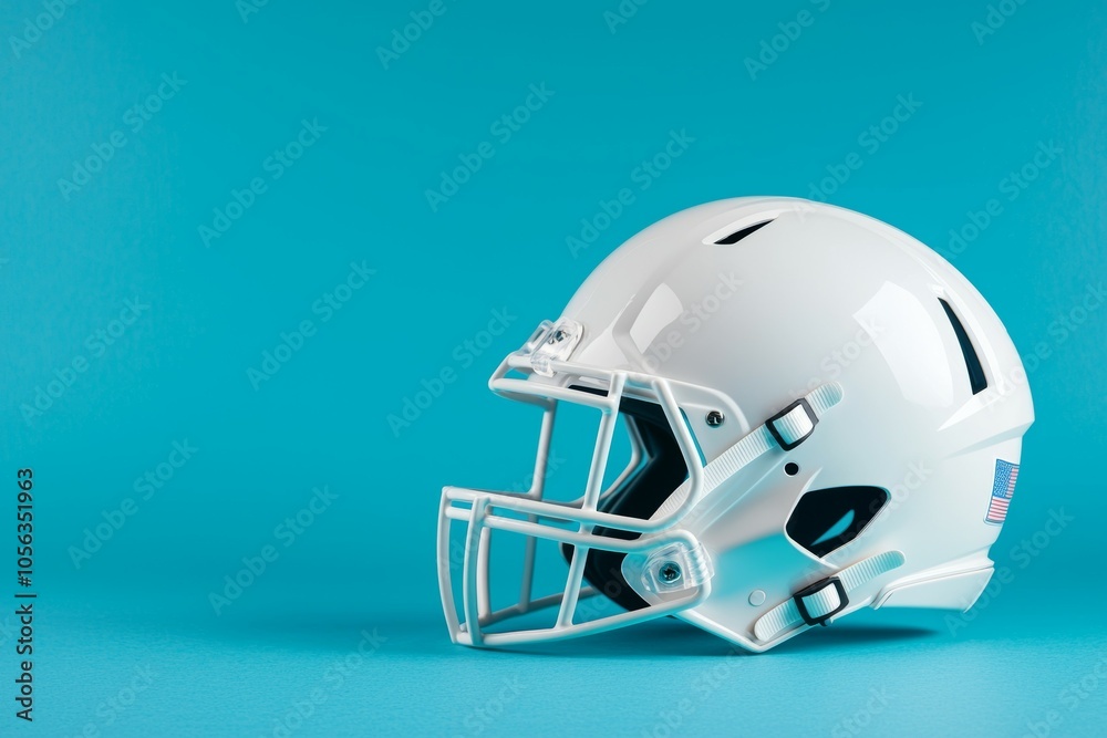 Fototapeta premium American football helmet. Backdrop with selective focus and copy space for text