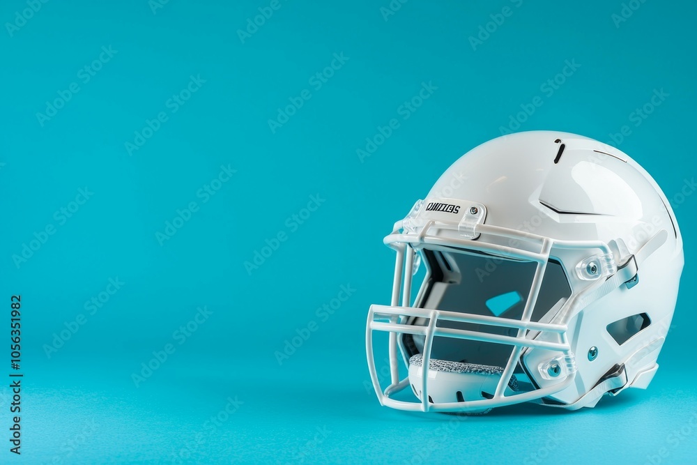 Fototapeta premium American football helmet. Backdrop with selective focus and copy space for text