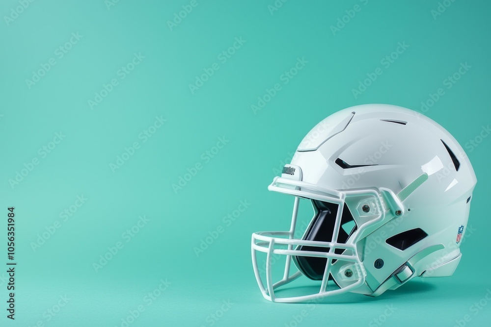 Fototapeta premium American football helmet. Backdrop with selective focus and copy space for text