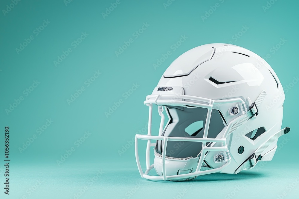 American football helmet. Backdrop with selective focus and copy space for text
