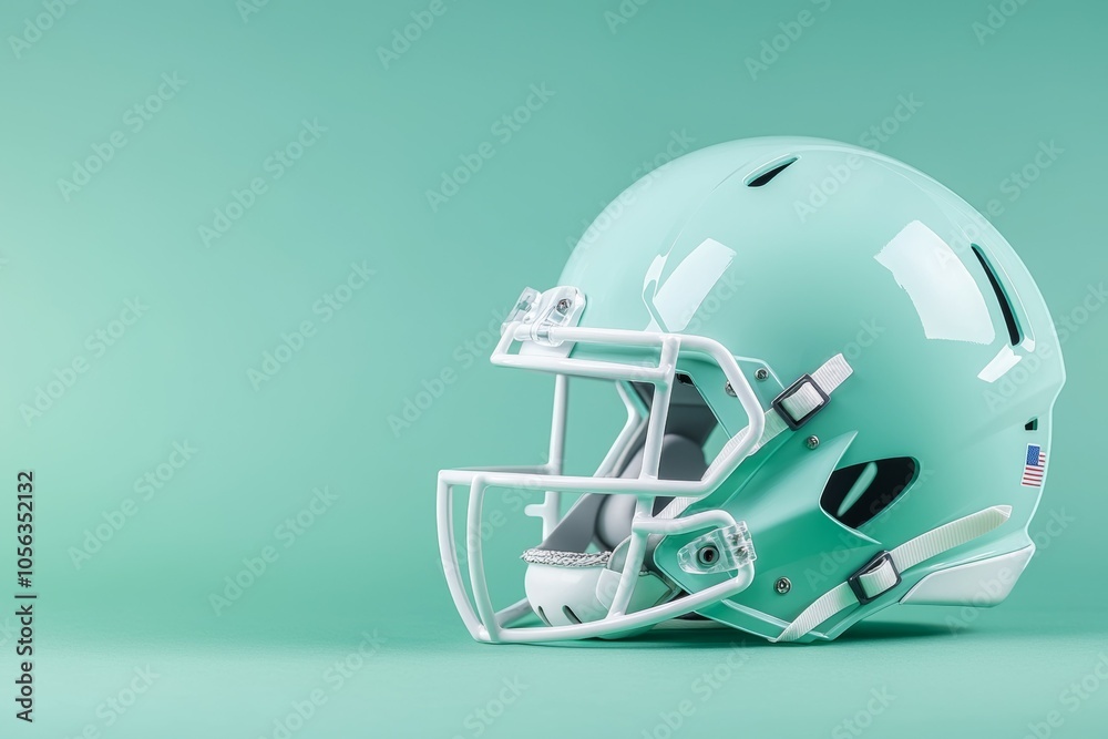 Fototapeta premium American football helmet. Backdrop with selective focus and copy space for text