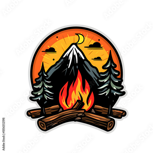 Outdoor Adventure Company Gear or Camping Logo Illustration