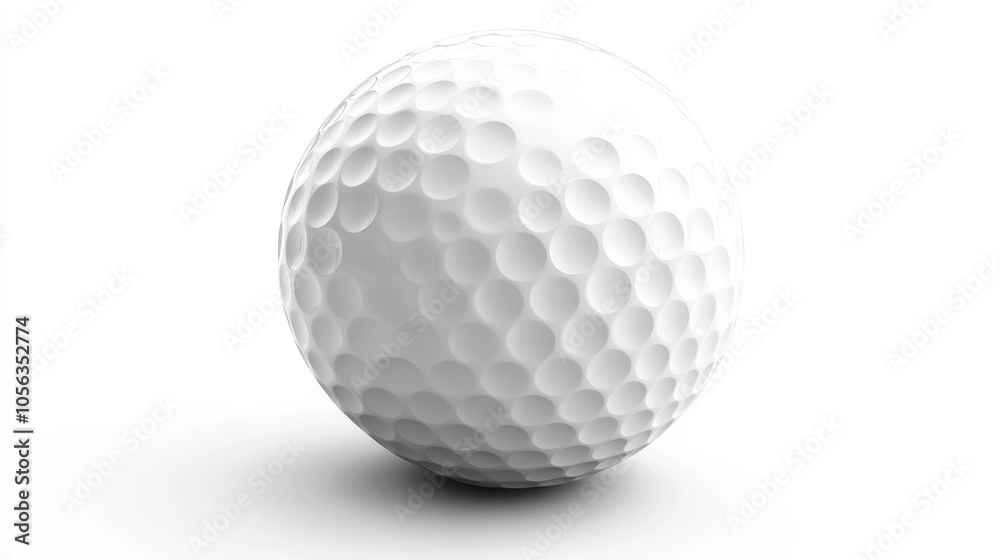Artistic depiction of a white dimpled golf ball isolated on a white background, emphasizing its iconic dimples and design Artistic depiction of a white dimpled golf ball isolated on a white background, emphasizing its iconic dimples and design
