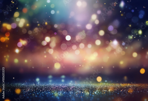 A blurry, colorful background with a soft glow and glitter. The image creates a festive or magical ambiance.