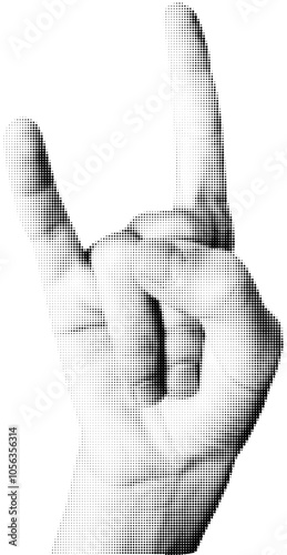 Halftone Rock Hand Sign