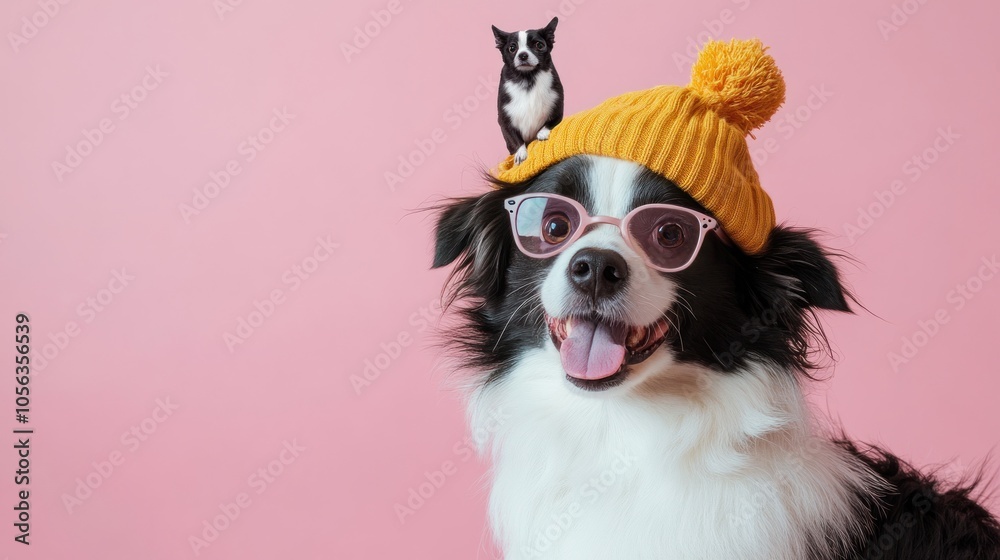 Dog Wearing Hat and Sunglasses Dog Wearing Hat and Sunglasses