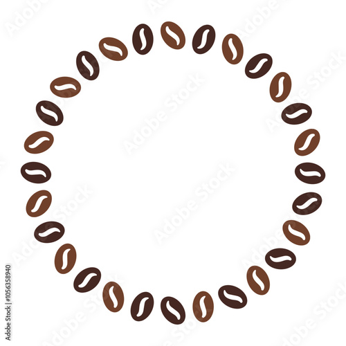 Round frame with coffee beans in flat style. Vector design. Decorative element for cafe and restaurant menu, banners, posters, invitations, packaging