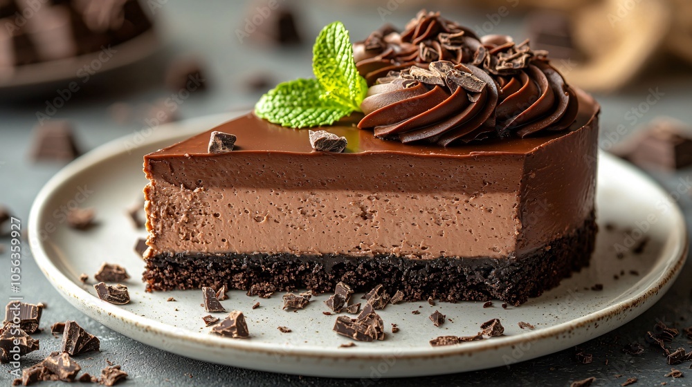 Indulge in this exquisite chocolate cheesecake slice, perfect for World Vegan Month celebrations, showcasing a rich texture and elegant presentation. Indulge in this exquisite chocolate cheesecake slice, perfect for World Vegan Month celebrations, showcasing a rich texture and elegant presentation.