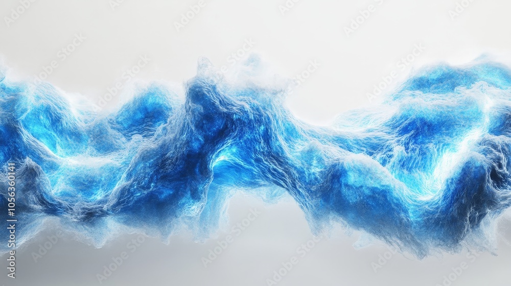 Artistic white surface displaying a powerful electric blue wave, with intricate glowing lines and fluid motion for a futuristic effect Artistic white surface displaying a powerful electric blue wave, with intricate glowing lines and fluid motion for a futuristic effect