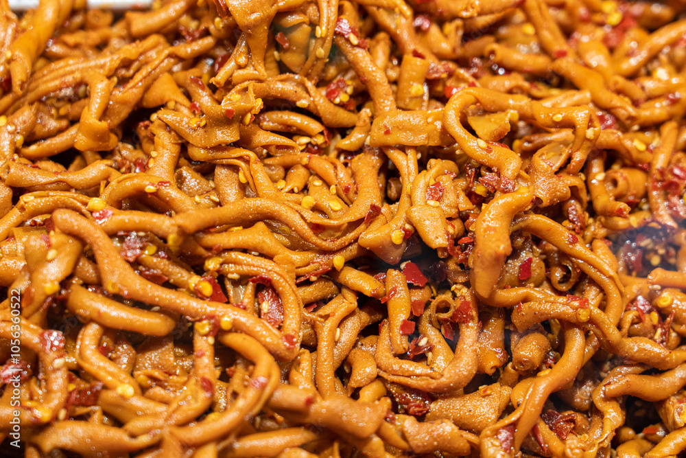 Delicious spiced duck intestines with marinated sauce Delicious spiced duck intestines with marinated sauce