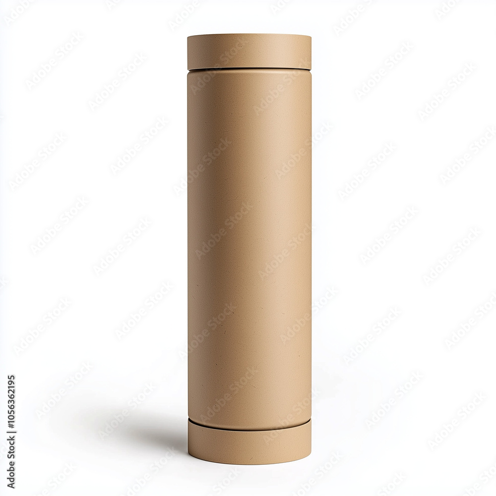 Mockup of Cylindrical Tube Packaging with Matte Finish, Simple Design, Cardboard Texture Isolated on White Background Mockup of Cylindrical Tube Packaging with Matte Finish, Simple Design, Cardboard Texture Isolated on White Background