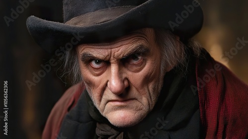 Intense Portrait of an Elderly Man in a Black Hat