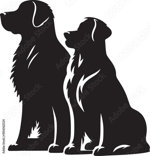 A vector silhouette image  dog