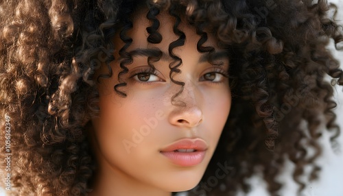 stunning woman with striking red lips and captivating features