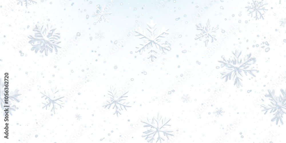 Christmas background with Falling snowflakes, snow storm, winter frame border element design,  isolated on white and transparent background, png