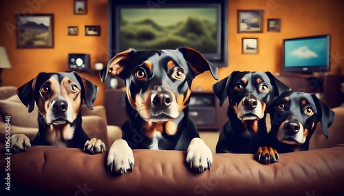 canine companions enjoying an entertaining streaming session together