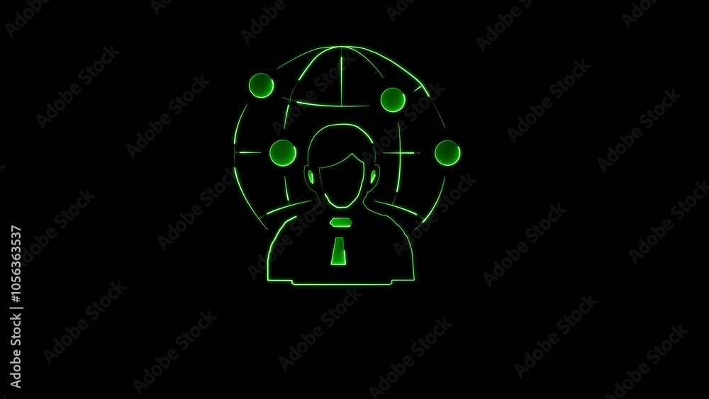 neon man, neon globe and man icon, internet, user, world, customer on black background. Earth team outline icon neon man, neon globe and man icon, internet, user, world, customer on black background. Earth team outline icon