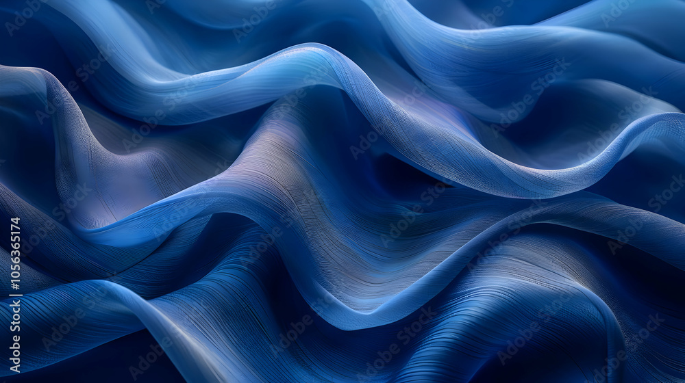 Fototapeta premium Abstract Blue 3D Wavy Lines Background