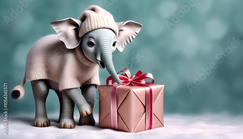 Giraffe Graciously Presenting a Wrapped Christmas Gift