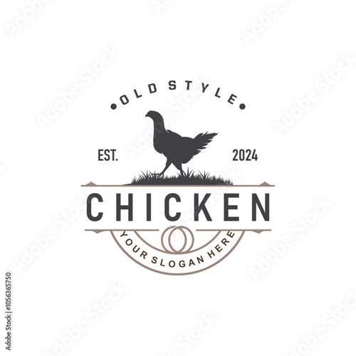 Chicken Logo, For Roast Chicken Restaurant, Farm Vector, Simple Minimalist Design For Restaurant Food Business