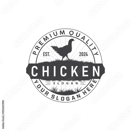 Chicken Logo, For Roast Chicken Restaurant, Farm Vector, Simple Minimalist Design For Restaurant Food Business
