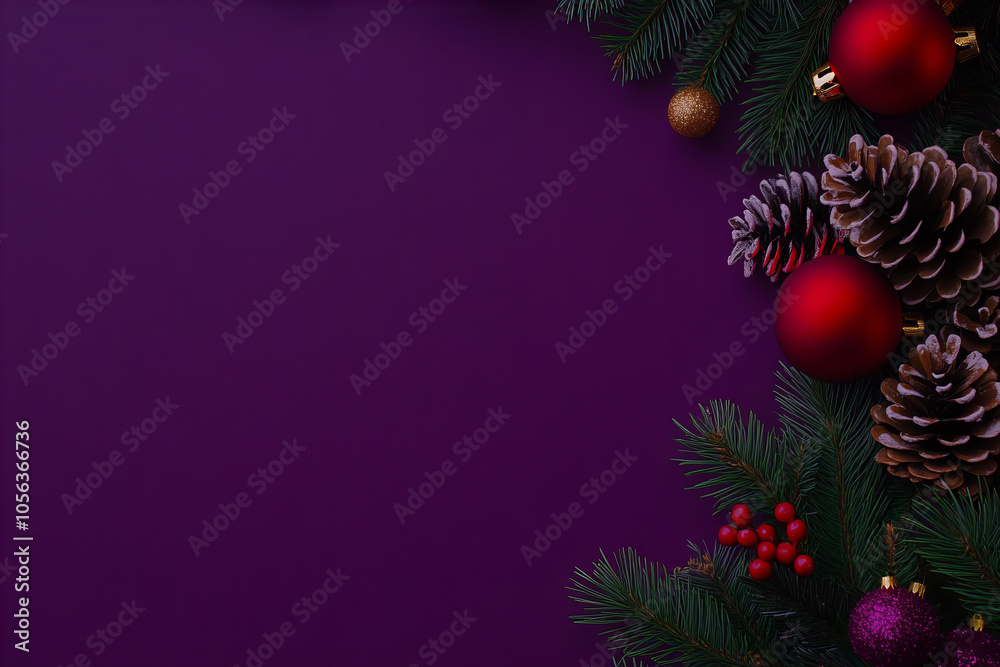 Elegant Red and Gold Christmas Background with Pine Cones, Poinsettias, Holly, Ornaments, and Festive Pine Branches Featuring Copy Space for Holiday Messages Elegant Red and Gold Christmas Background with Pine Cones, Poinsettias, Holly, Ornaments, and Festive Pine Branches Featuring Copy Space for Holiday Messages