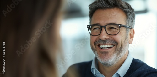 Portrait of a Confident and Cheerful Mature Businessman Smiling with Joy and Success Exuding an Aura of Credibility Experience and Positive Leadership