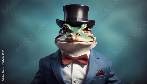 dapper frog in a suit and bow tie exuding charm and sophistication