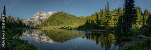 Mount Rainier Reflects In The Calm Waters Of Klapatche Lake