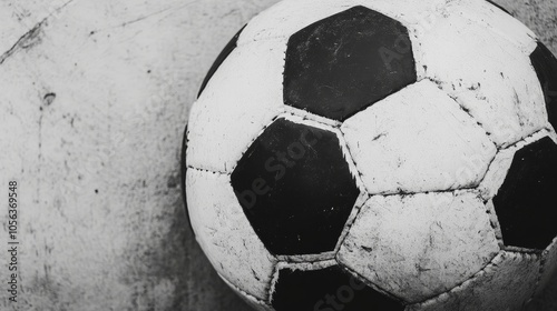 Clean white canvas displaying a classic black and white soccer ball, focusing on its traditional hexagonal and pentagonal panels