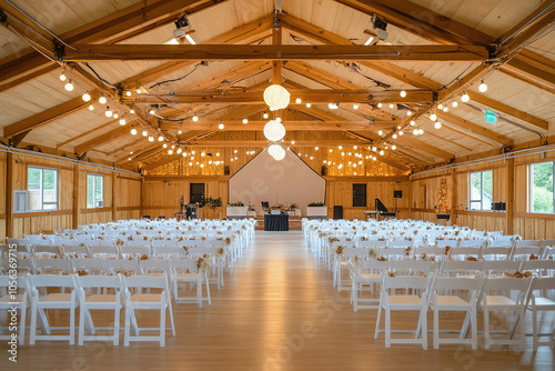 Elegant rustic wedding venue with charming decor and spacious layout for DIY celebrations