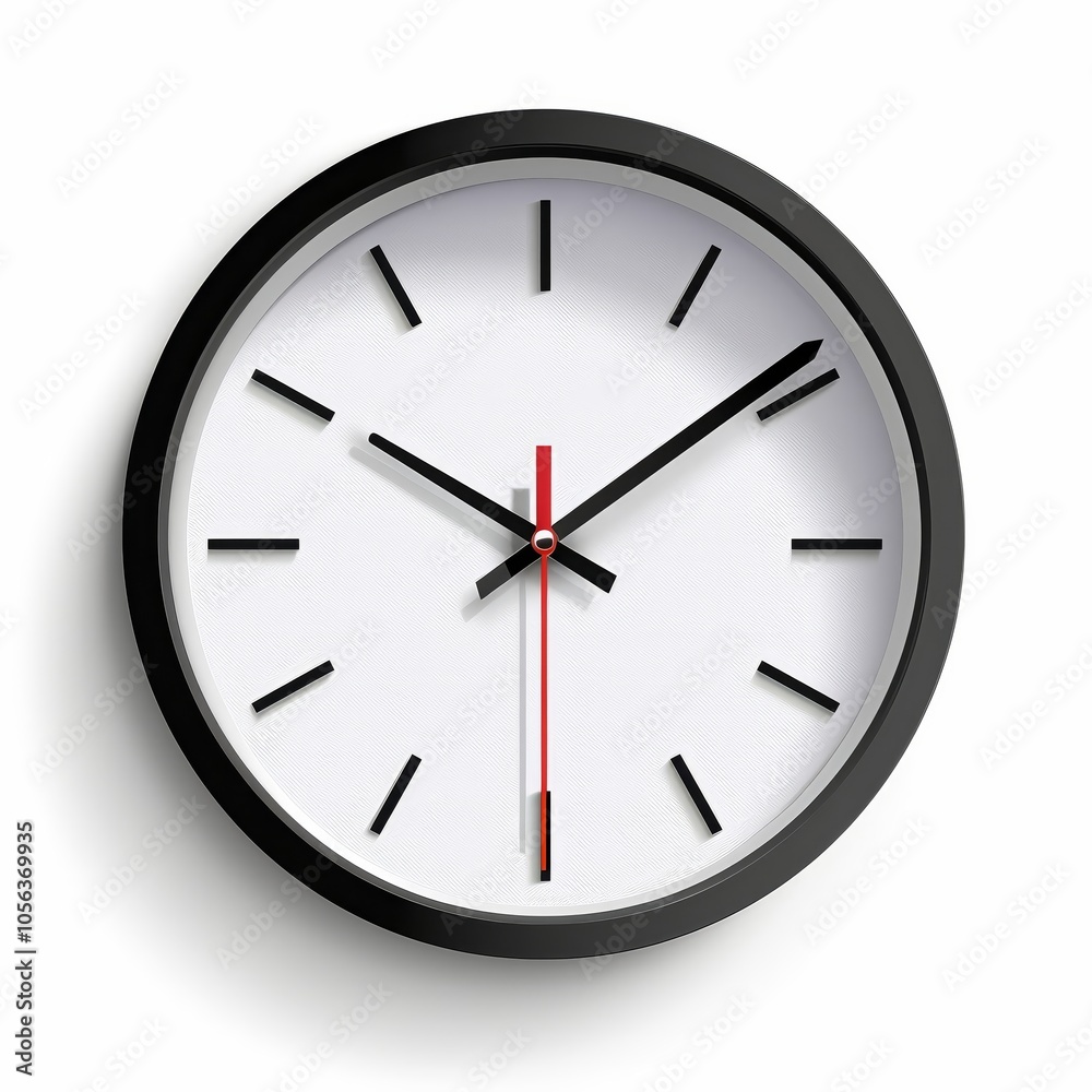 Modern Black and White Wall Clock with Red Second Hand Modern Black and White Wall Clock with Red Second Hand